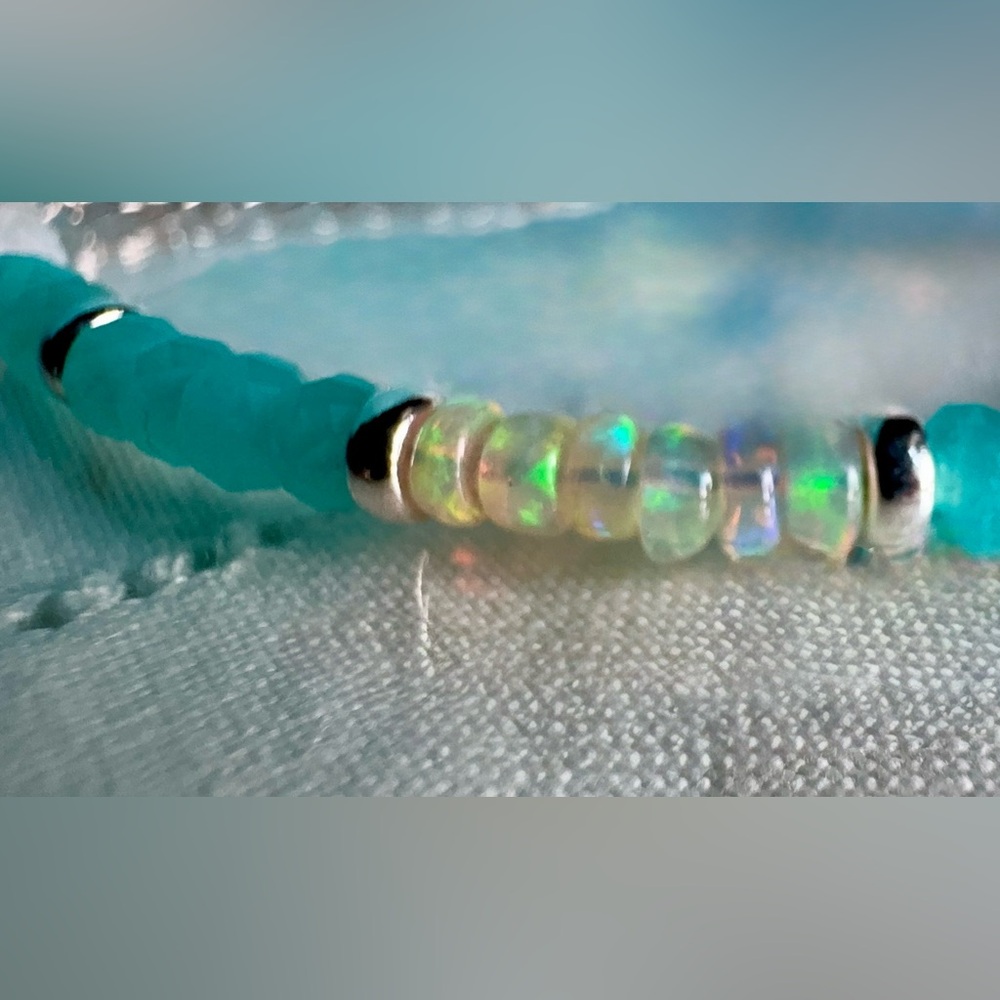 Sea Blue Amazonite Ethiopian Opal in Sterling Silver - Picture 6 of 8